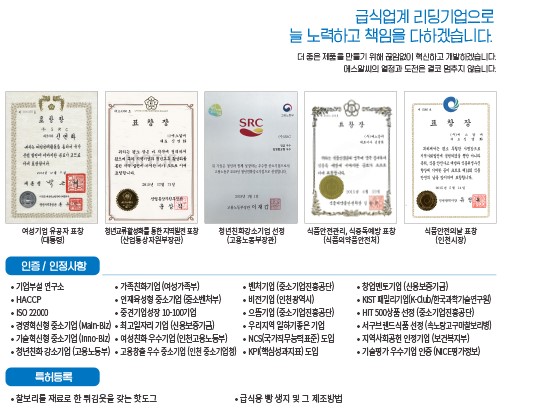 수상 및 인증내역